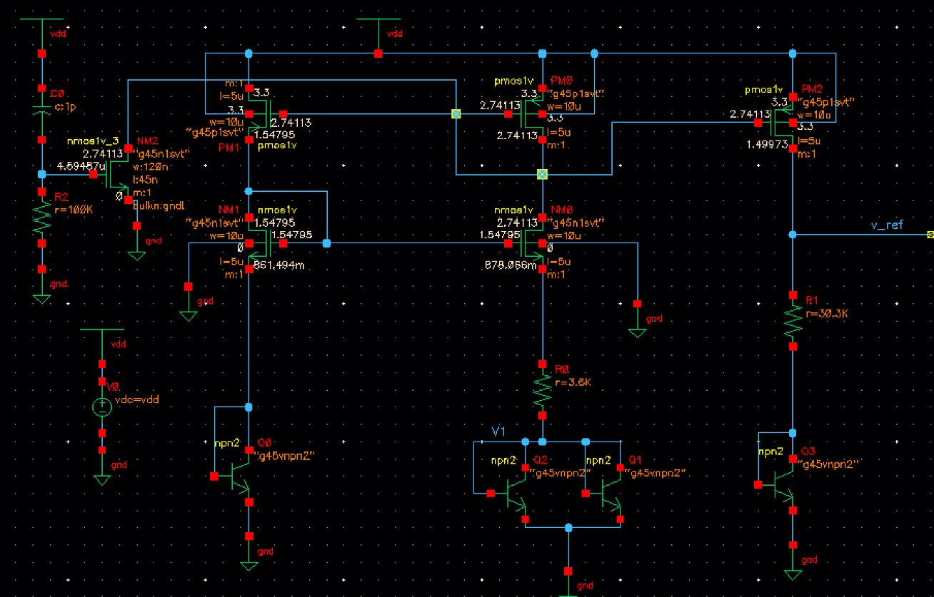 Bandgap reference schematic from the project presentation